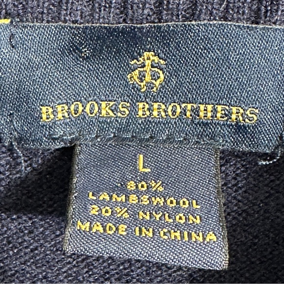 Brooks Brothers blue/navy 1/4 zip sweater, sz L, wool blend, eclectic grandpa - Picture 4 of 10